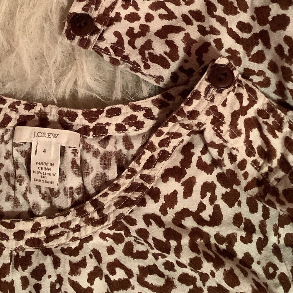 J Crew Leopard Print Linen Top - Picture 3 of 4
